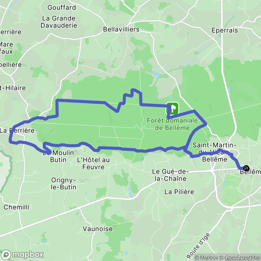 Bellême : carte du parcours de randonnée - France