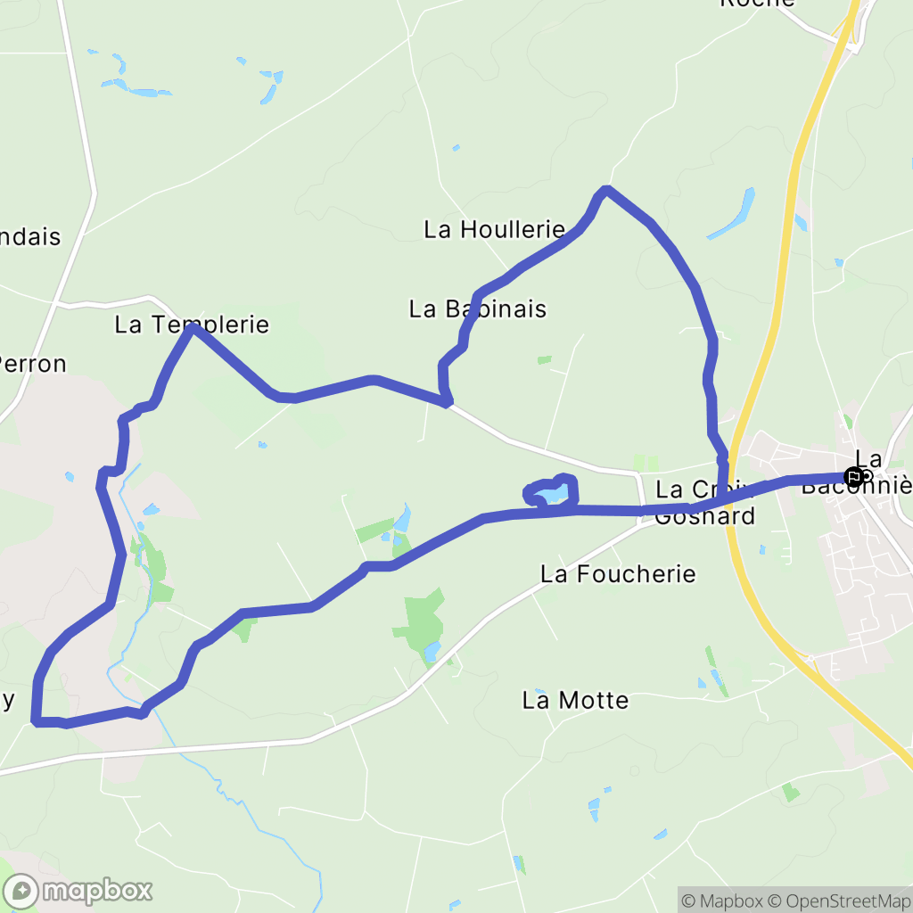 La Baconnière : carte du parcours de randonnée - France