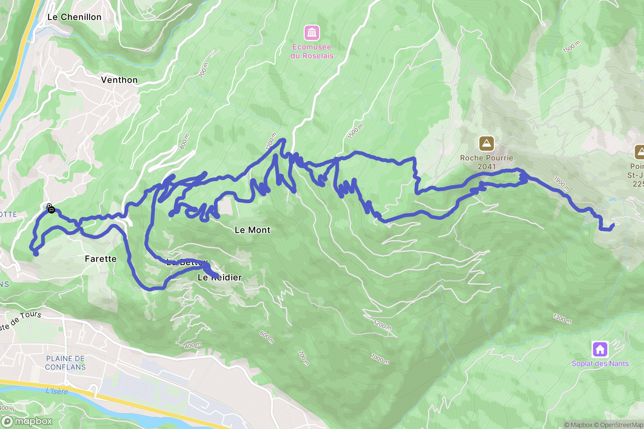 Albertville : carte du parcours de randonnée - France