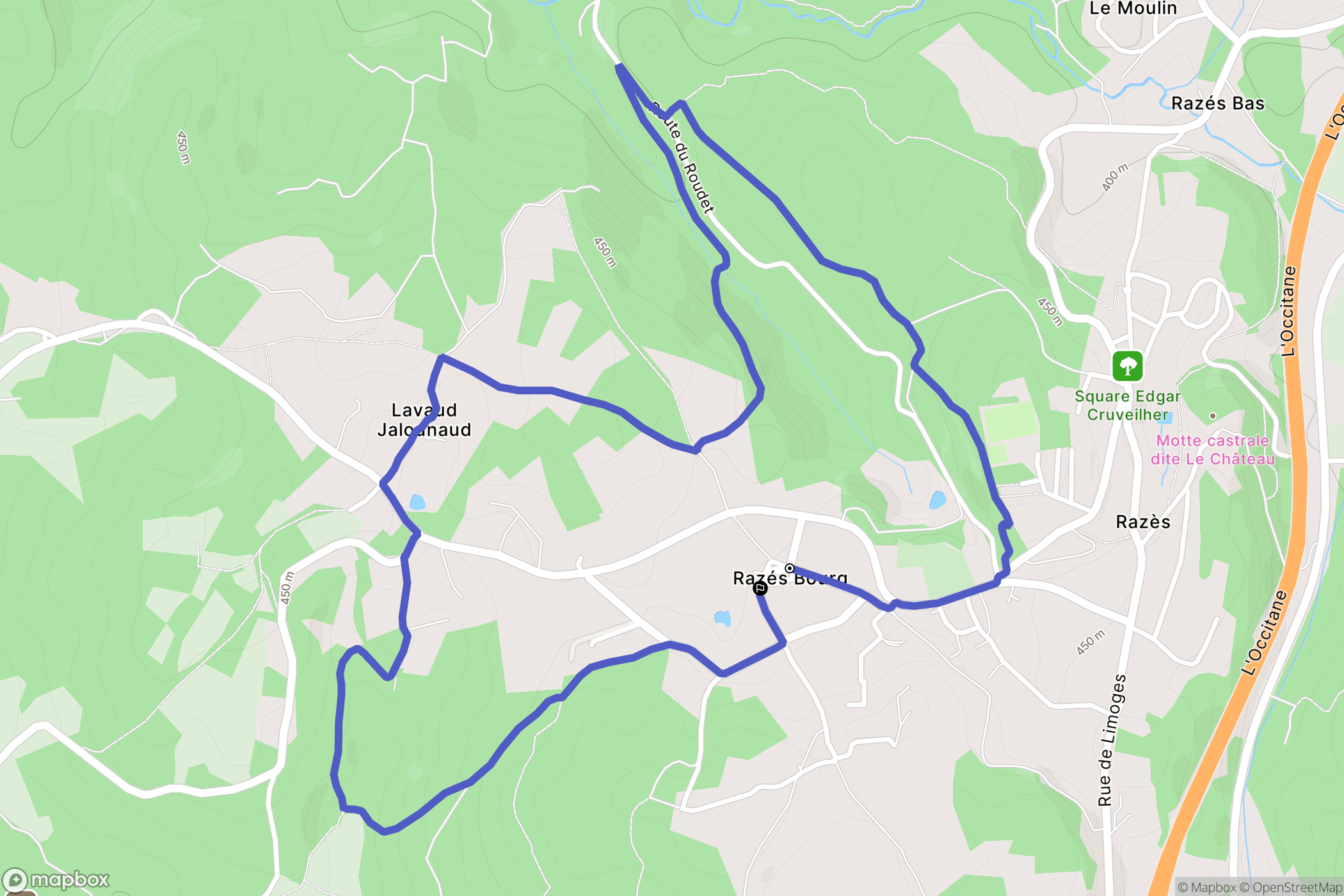 Razès : carte du parcours de randonnée - France