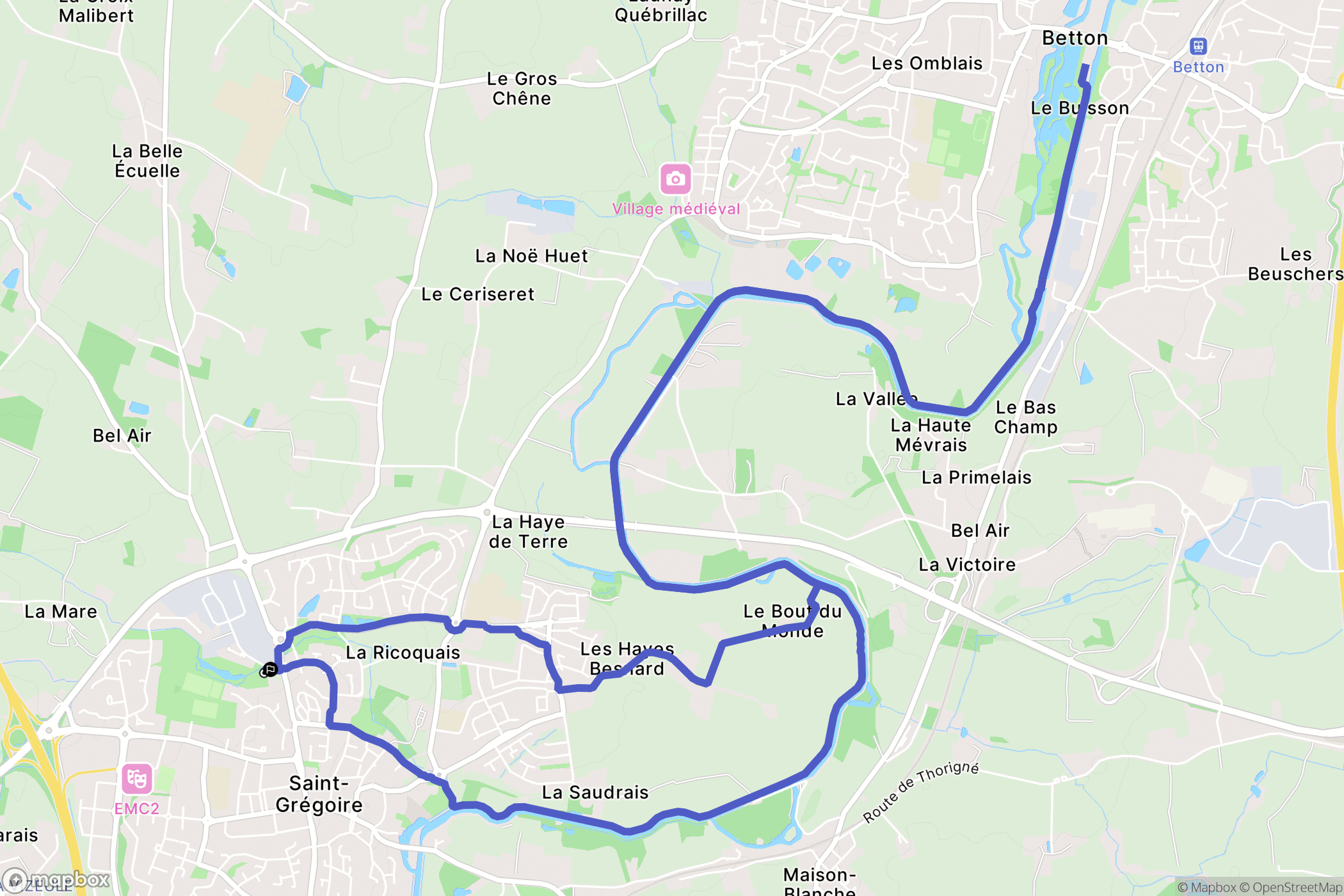 Saint-Grégoire : carte du parcours de randonnée - France