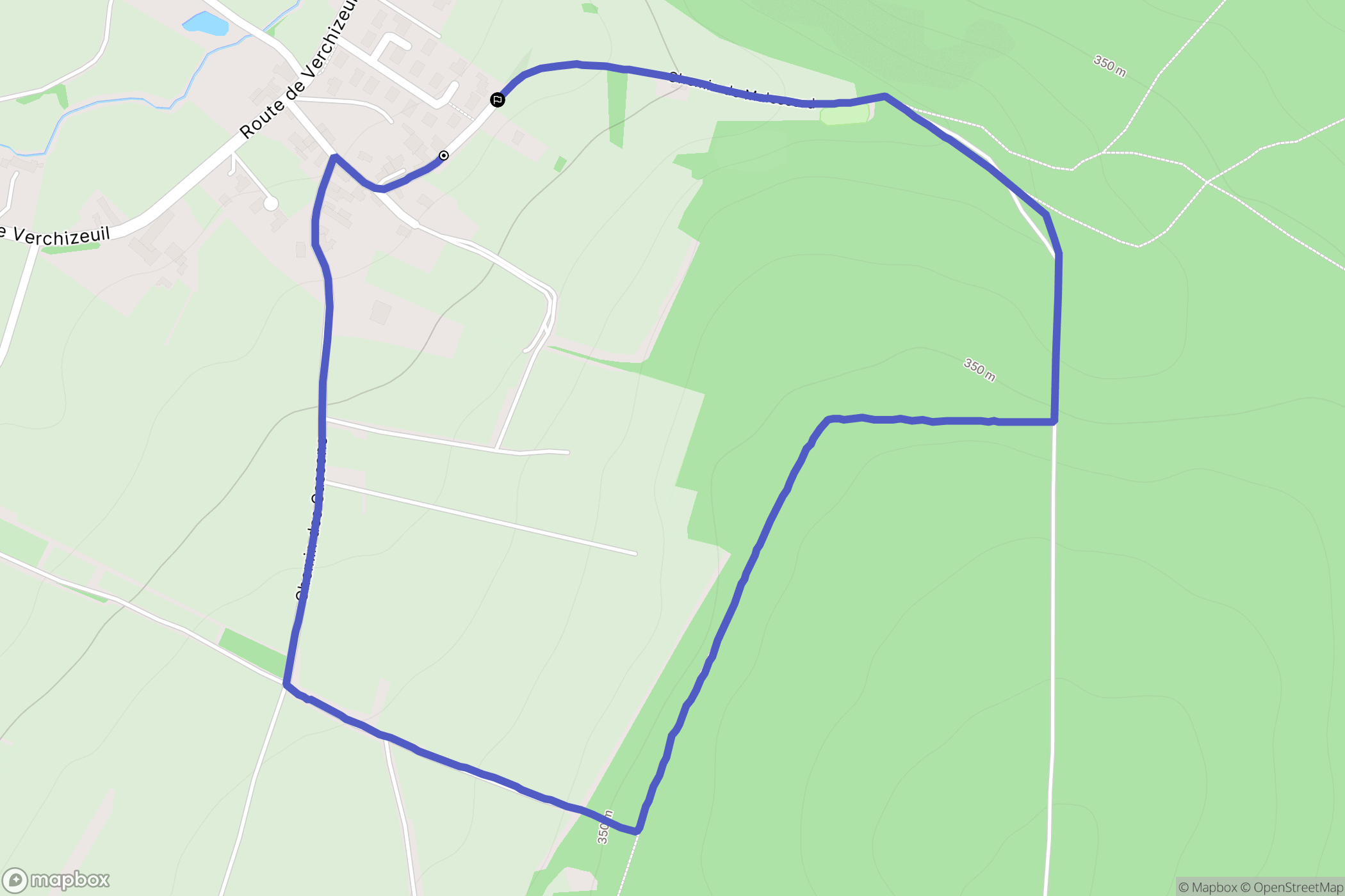 Verzé : carte du parcours de randonnée - France