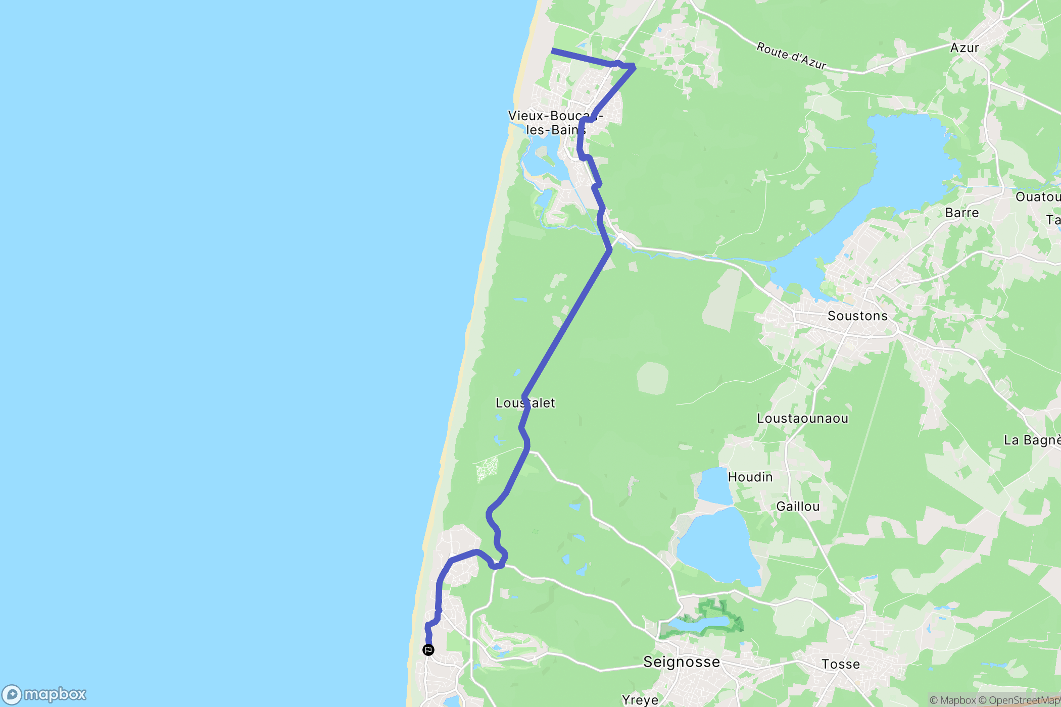 Seignosse : carte du parcours de randonnée - France