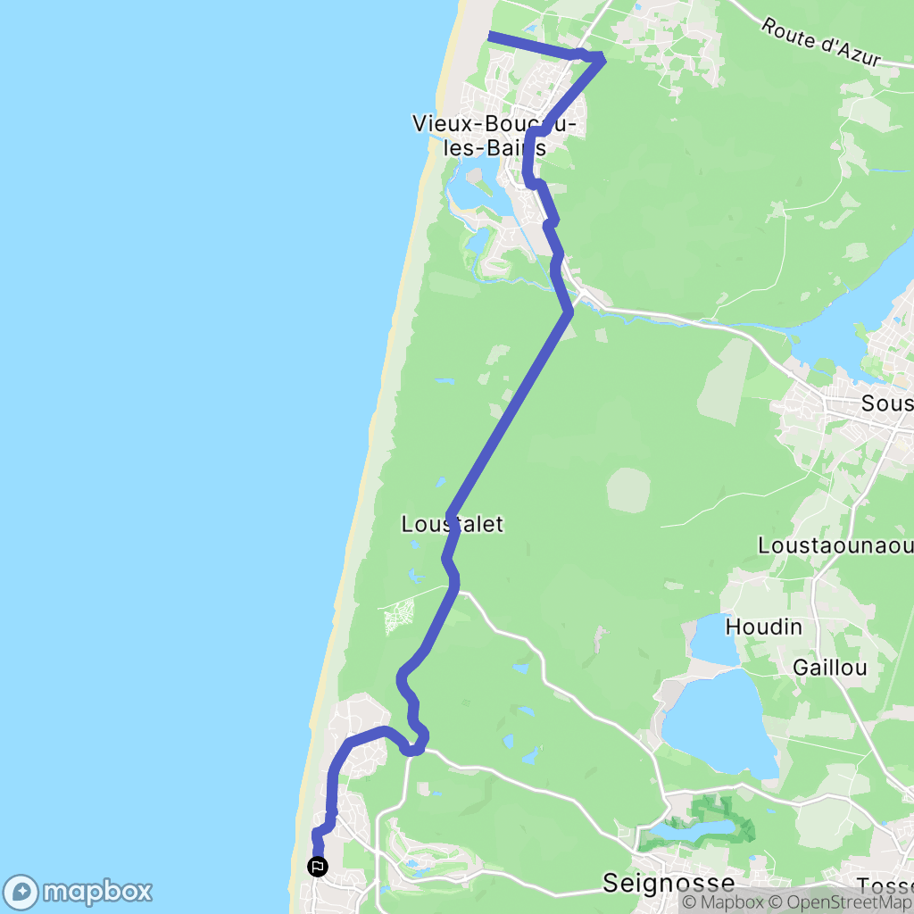 Seignosse : carte du parcours de randonnée - France