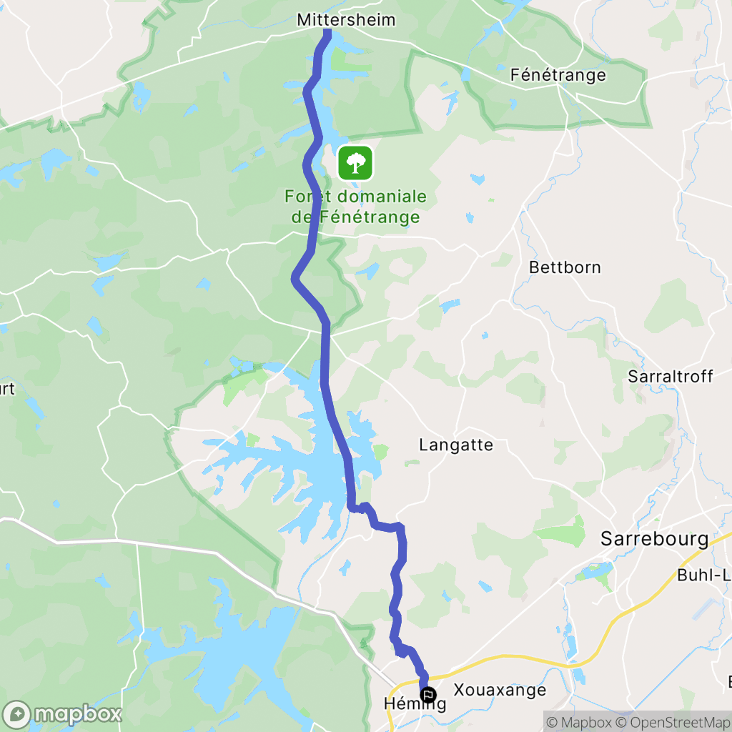 Héming : carte du parcours de randonnée - France