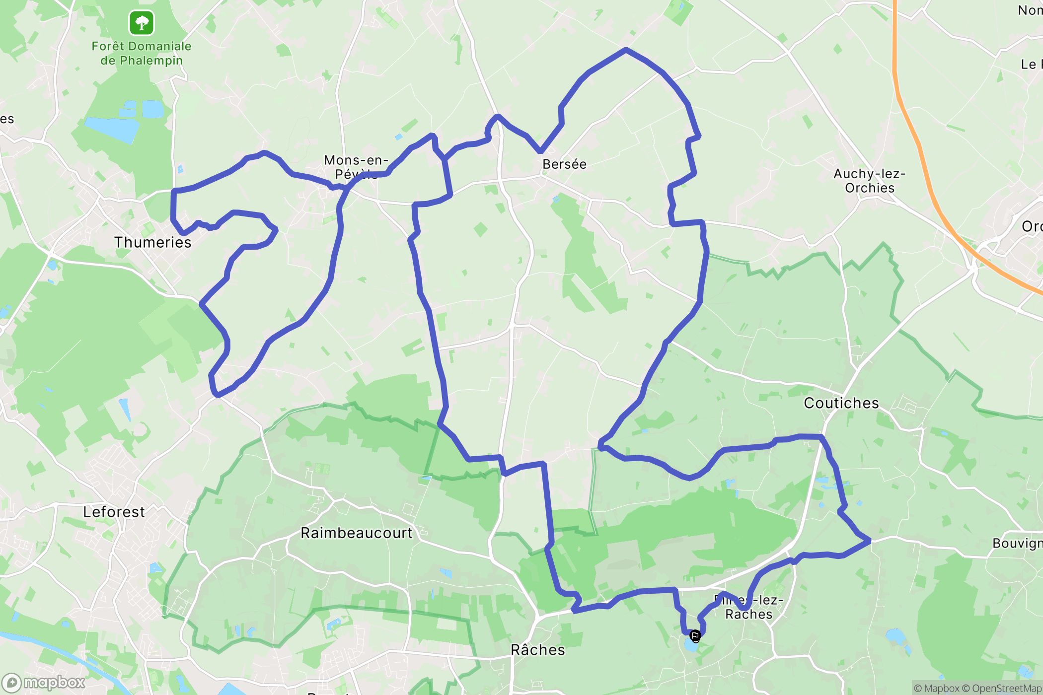 Flines-lez-Raches : carte du parcours de randonnée - France