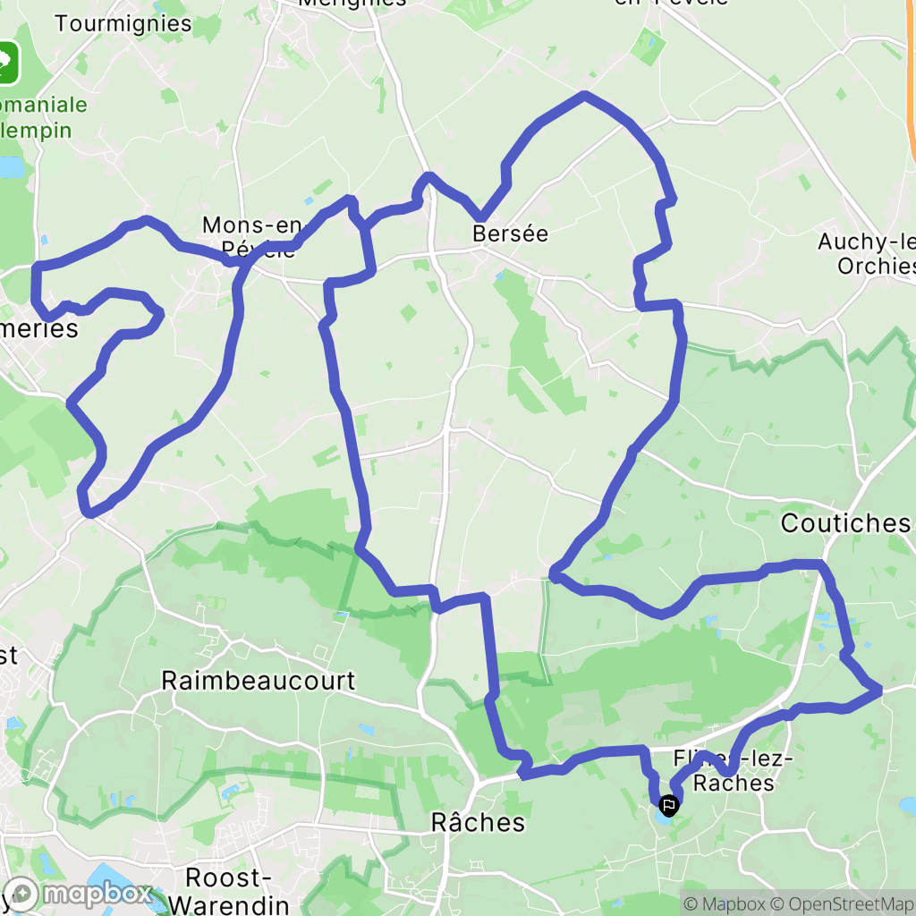 Flines-lez-Raches : carte du parcours de randonnée - France