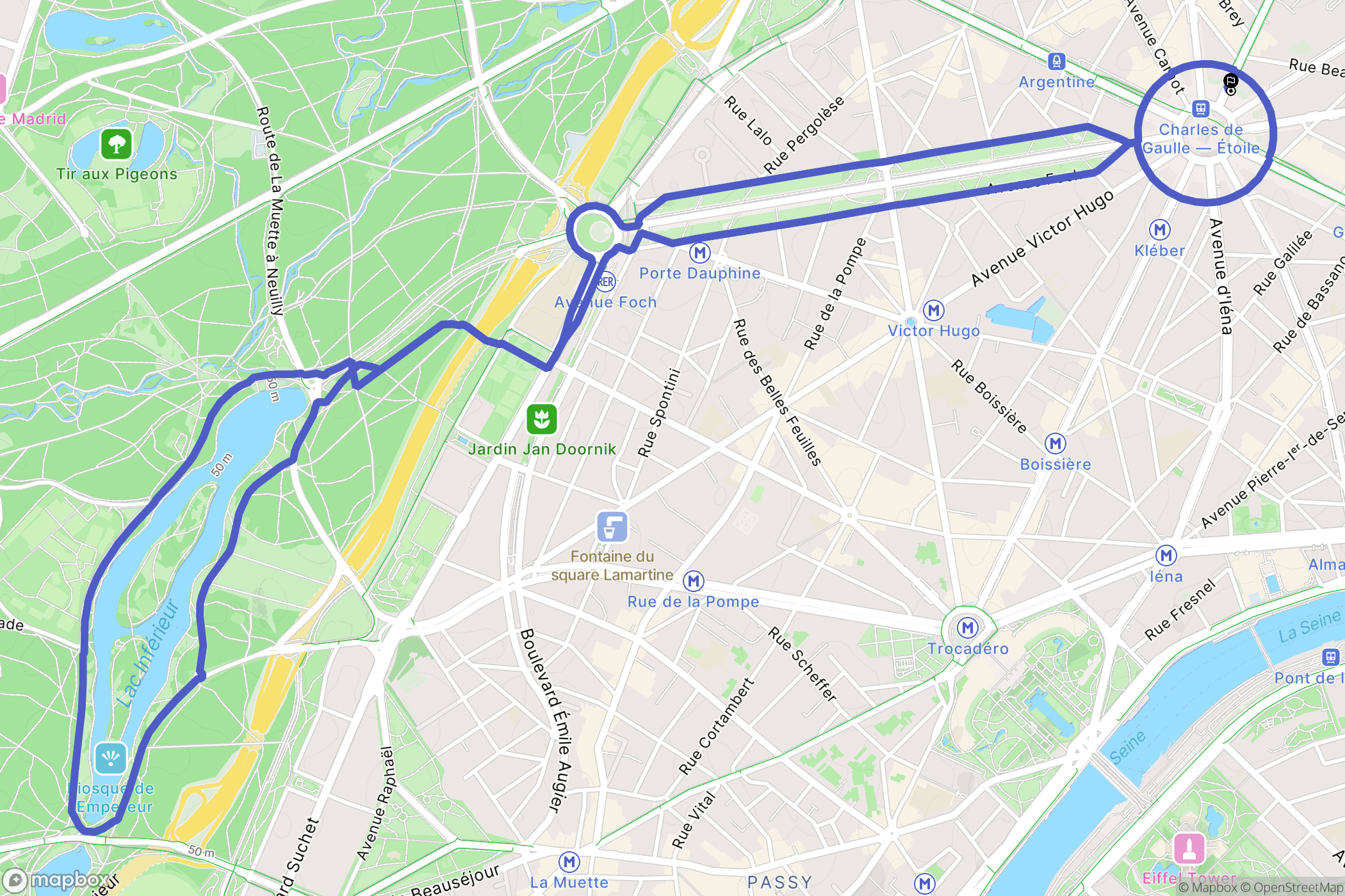 Paris : carte du parcours de randonnée - France