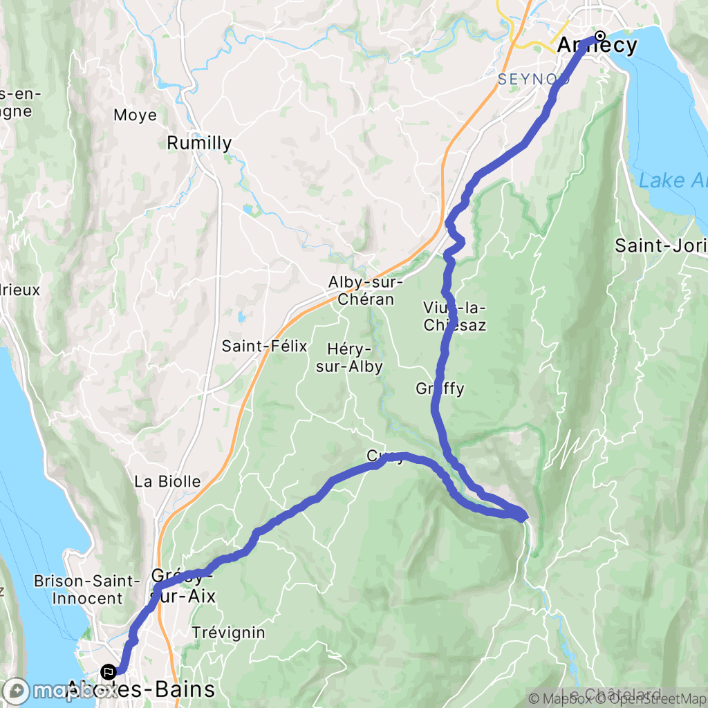 Annecy : carte du parcours de randonnée - France