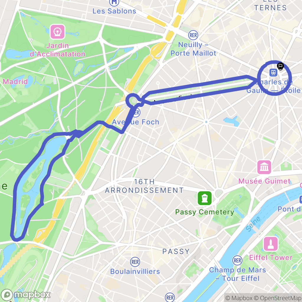 Paris : carte du parcours de randonnée - France