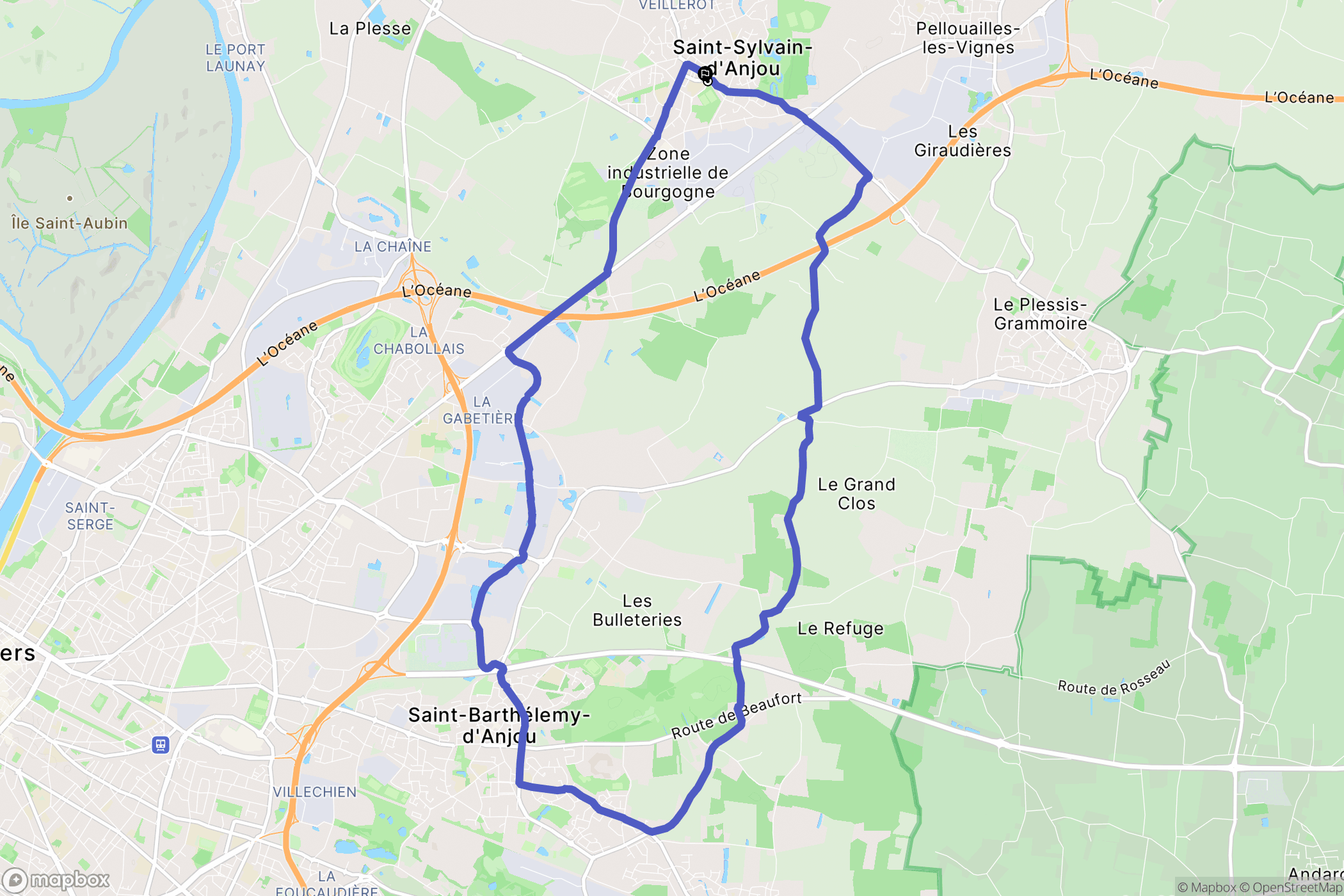 Verrières-en-Anjou : carte du parcours de randonnée - France