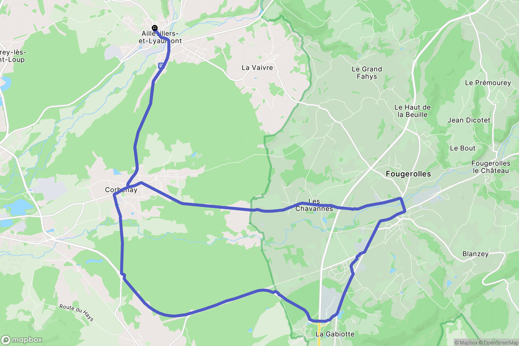 Aillevillers-et-Lyaumont : carte du parcours de randonnée - France