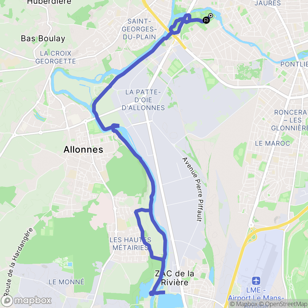 Le Mans : carte du parcours de randonnée - France