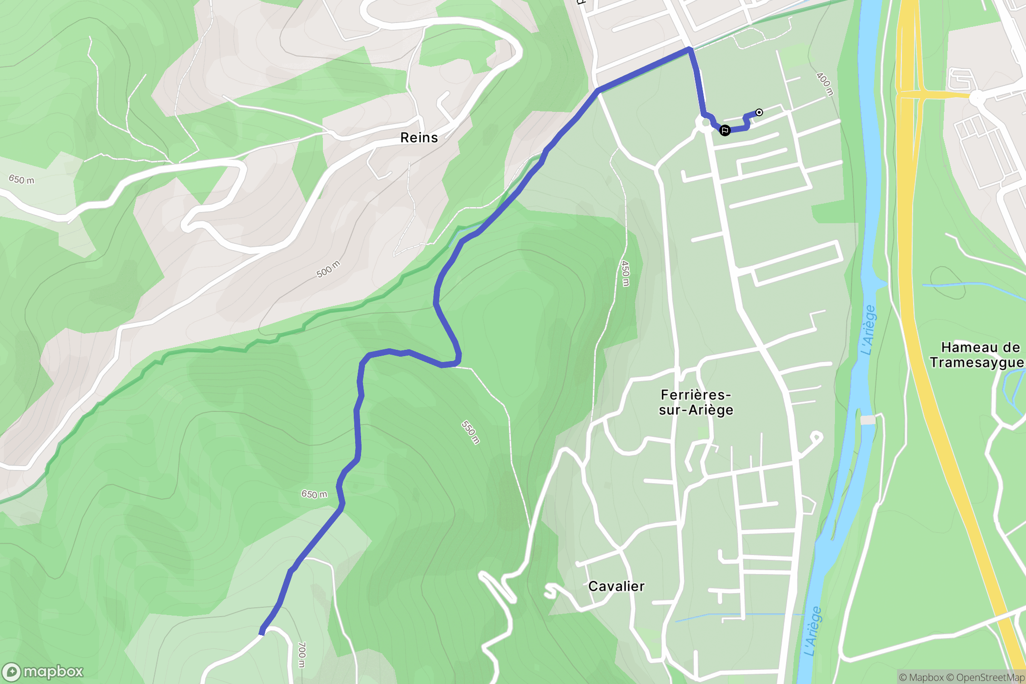 Ferrières-sur-Ariège : carte du parcours de randonnée - France