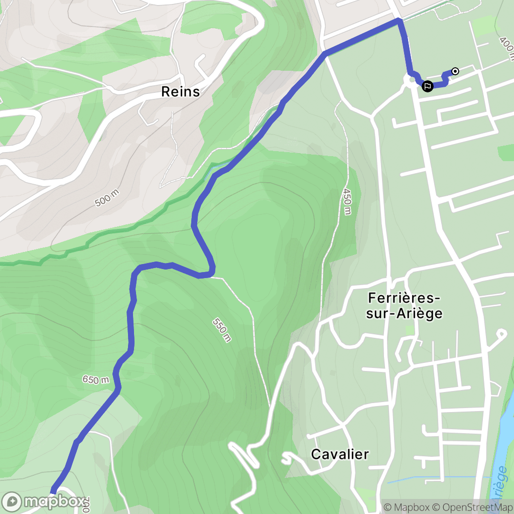 Ferrières-sur-Ariège : carte du parcours de randonnée - France