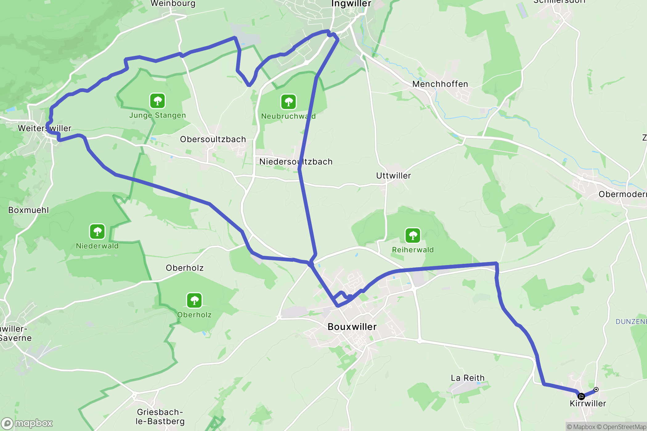 Kirrwiller : carte du parcours de randonnée - France