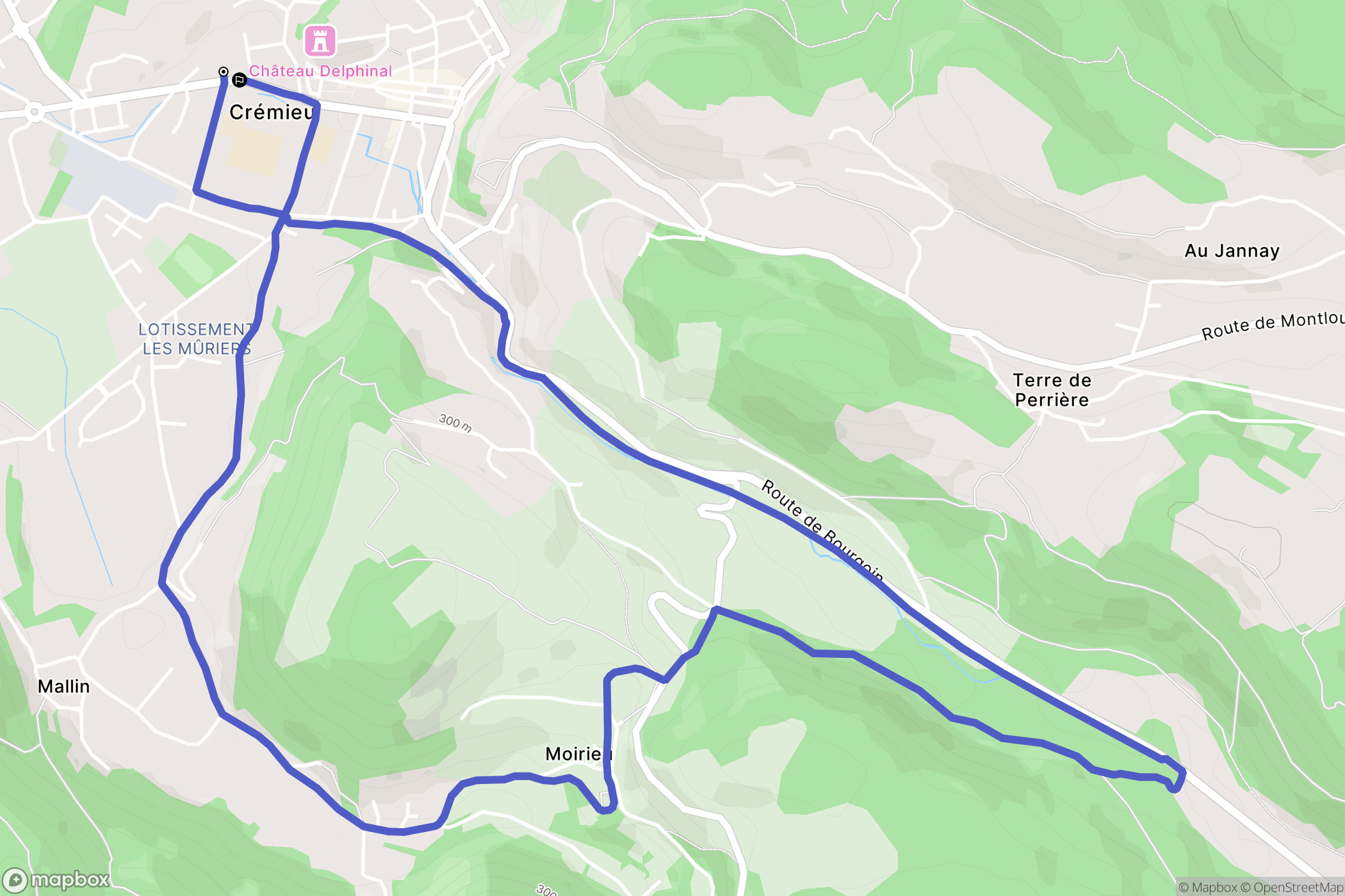 Crémieu : carte du parcours de randonnée - France