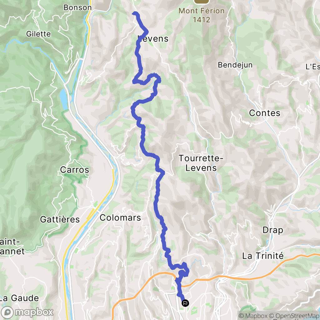 Nice : carte du parcours de randonnée - France