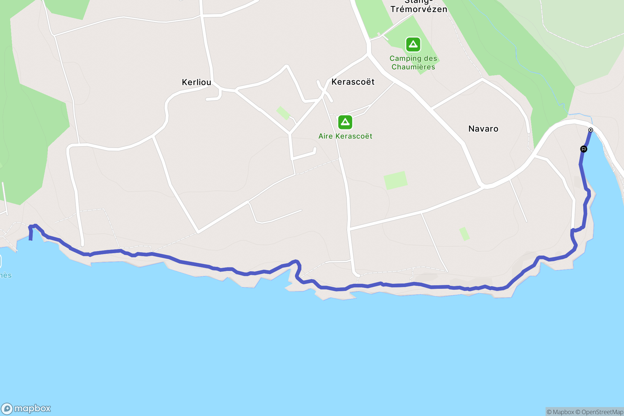 Névez : carte du parcours de randonnée - France