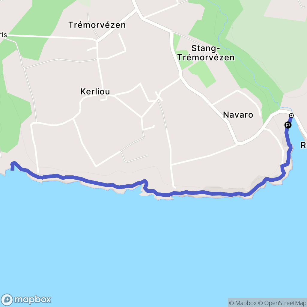 Névez : carte du parcours de randonnée - France