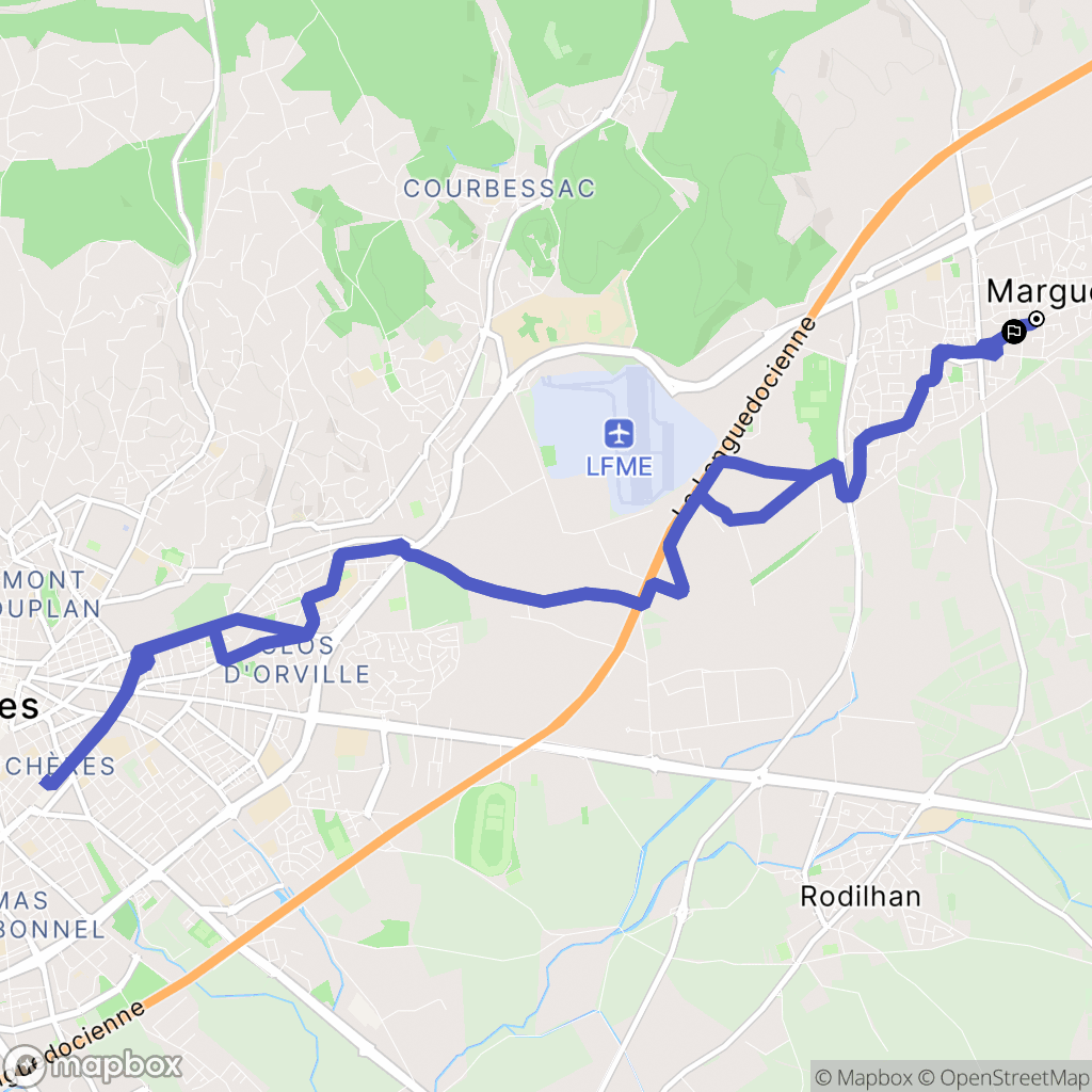 Marguerittes : carte du parcours de randonnée - France