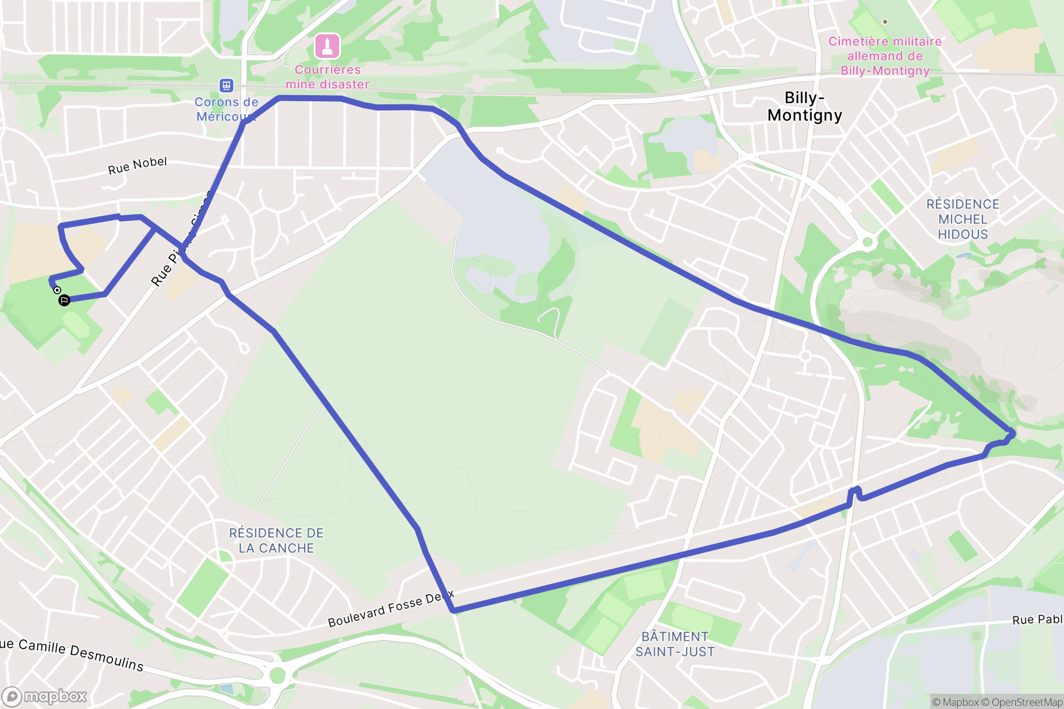Méricourt : carte du parcours de randonnée - France