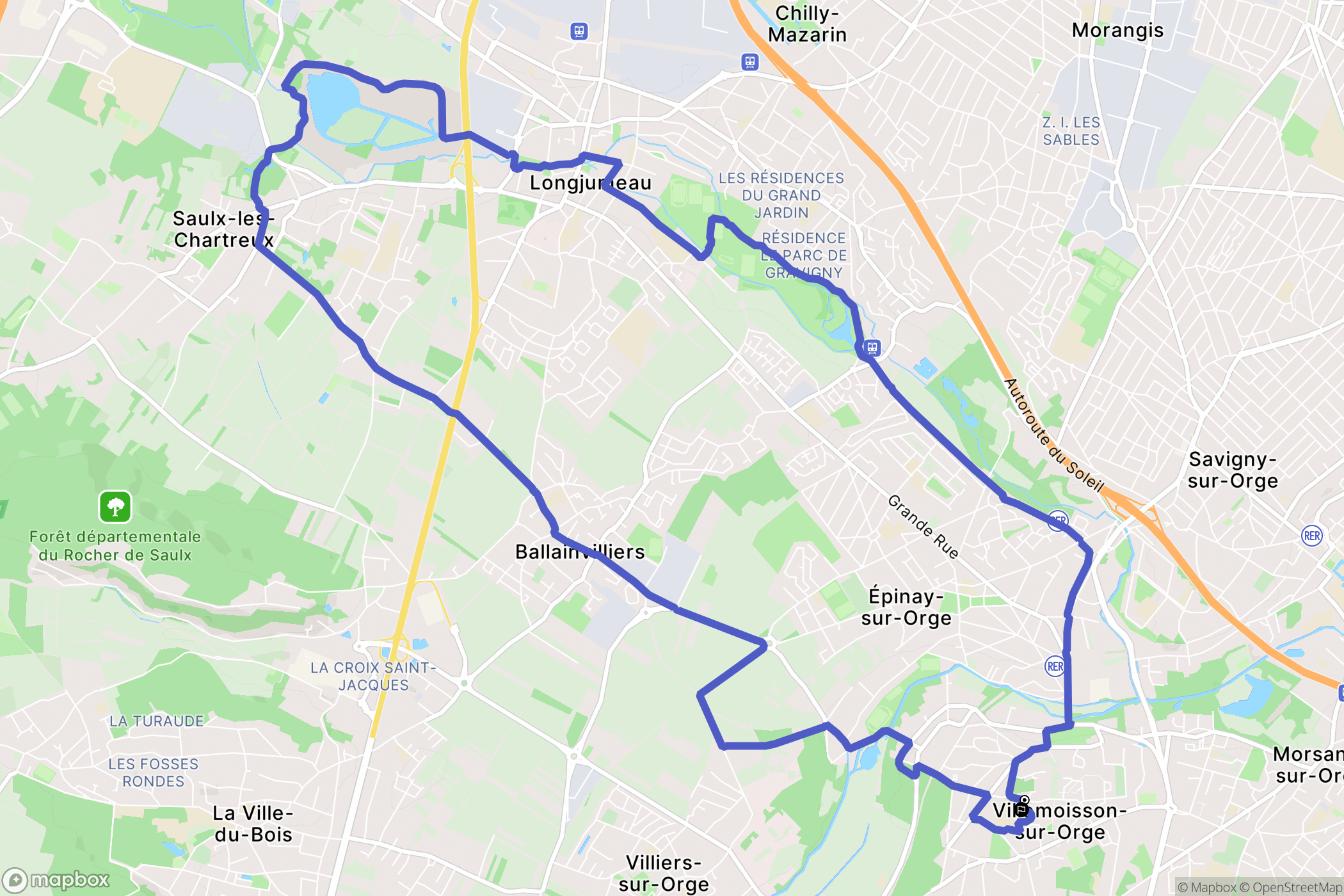 Villemoisson-sur-Orge : carte du parcours de randonnée - France