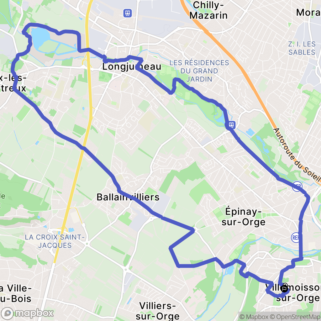 Villemoisson-sur-Orge : carte du parcours de randonnée - France