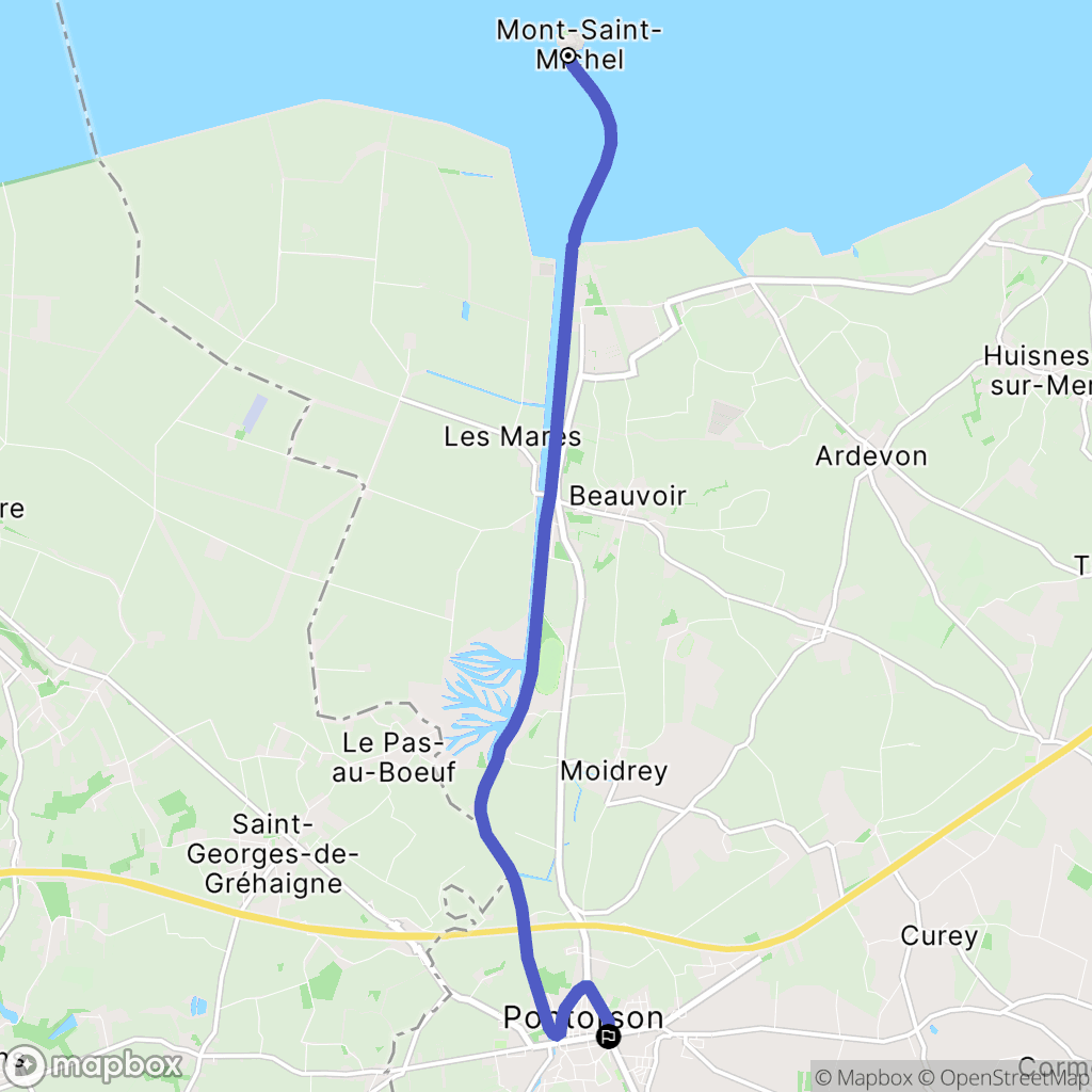 Le Mont-Saint-Michel : carte du parcours de randonnée - France