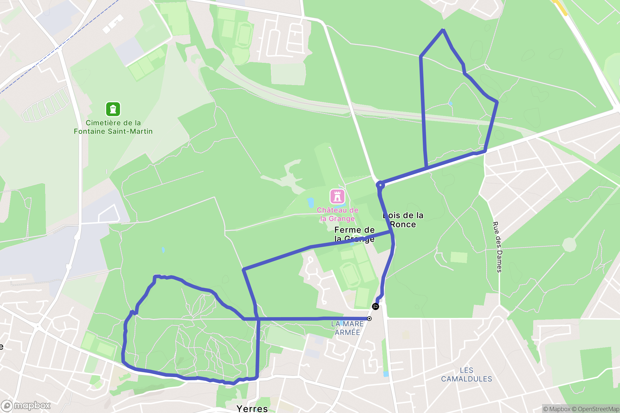 Yerres : carte du parcours de randonnée - France