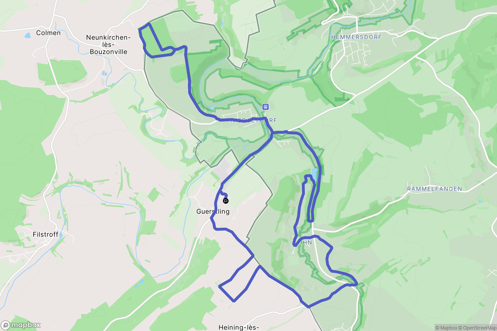 Guerstling : carte du parcours de randonnée - France