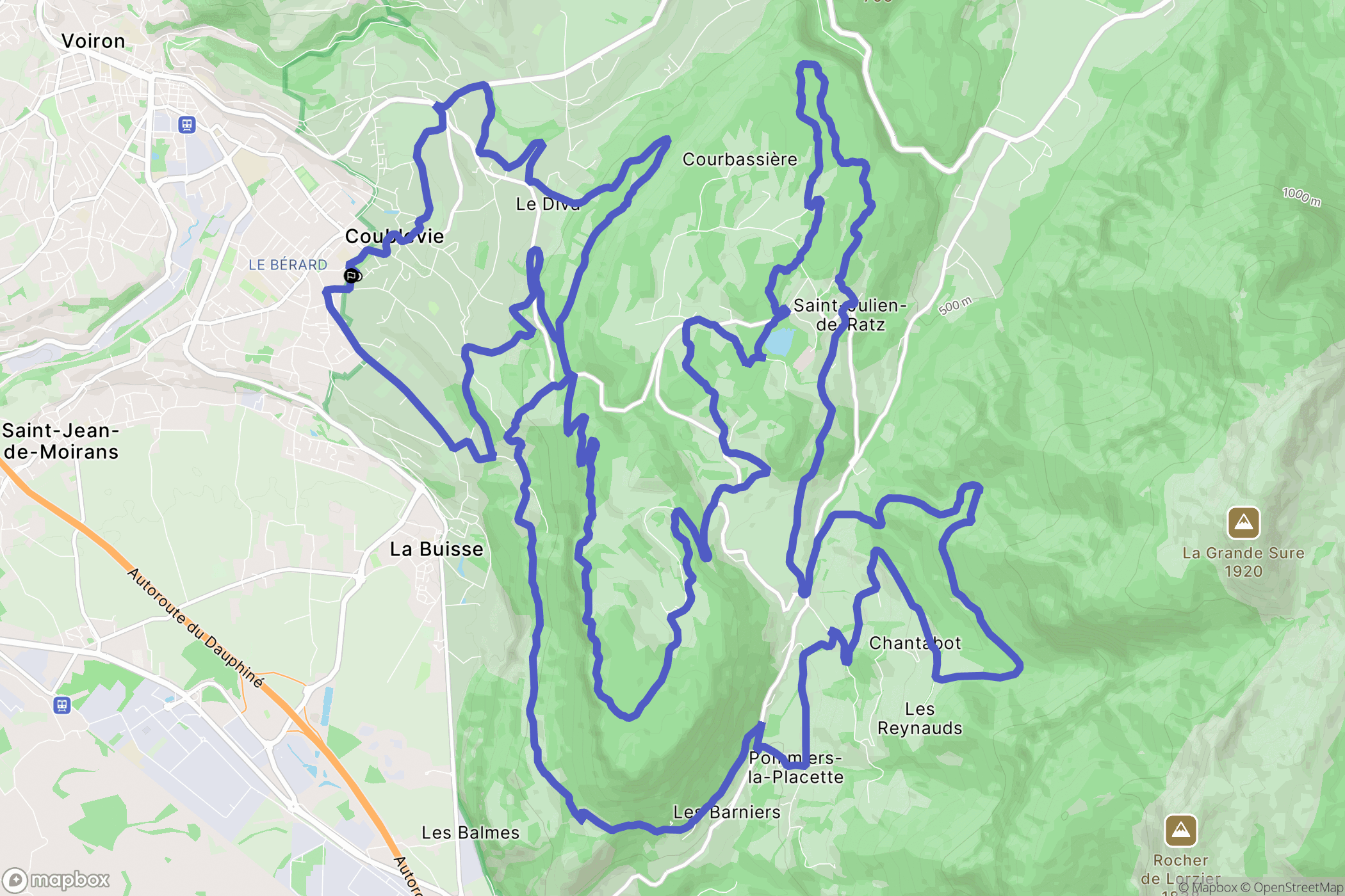 Coublevie : carte du parcours de randonnée - France
