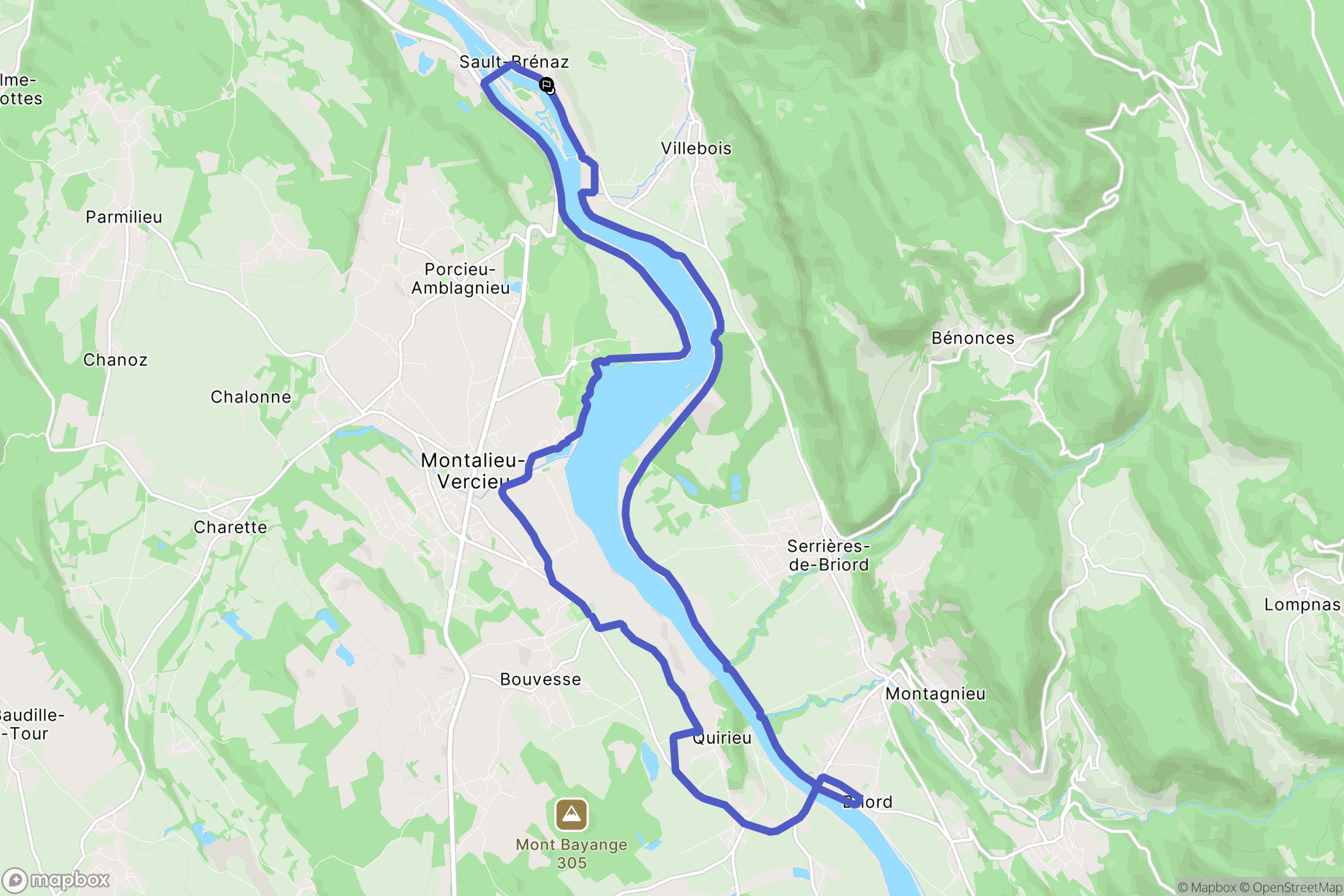 Sault-Brénaz : carte du parcours de randonnée - France
