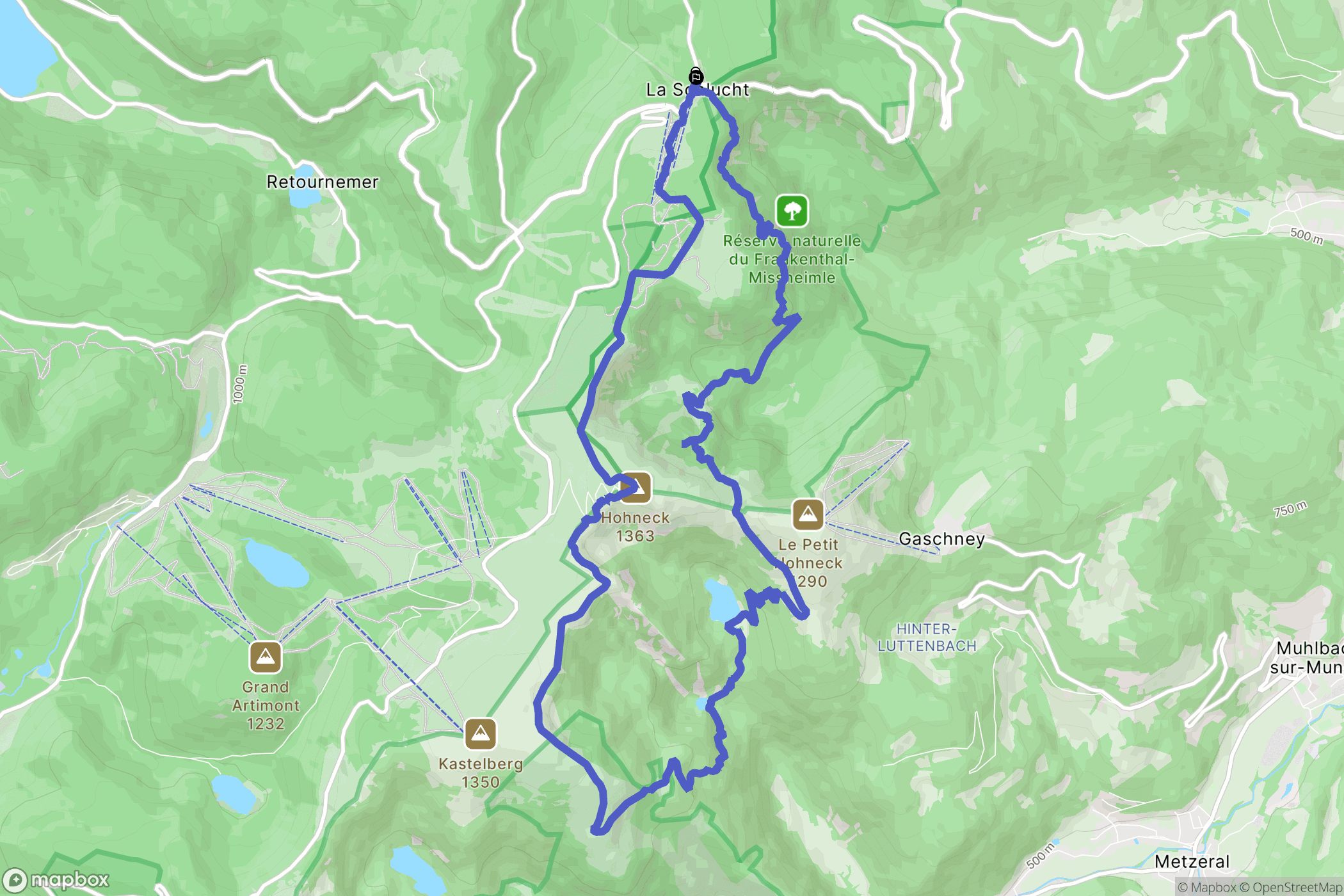 Le Valtin : carte du parcours de randonnée - France