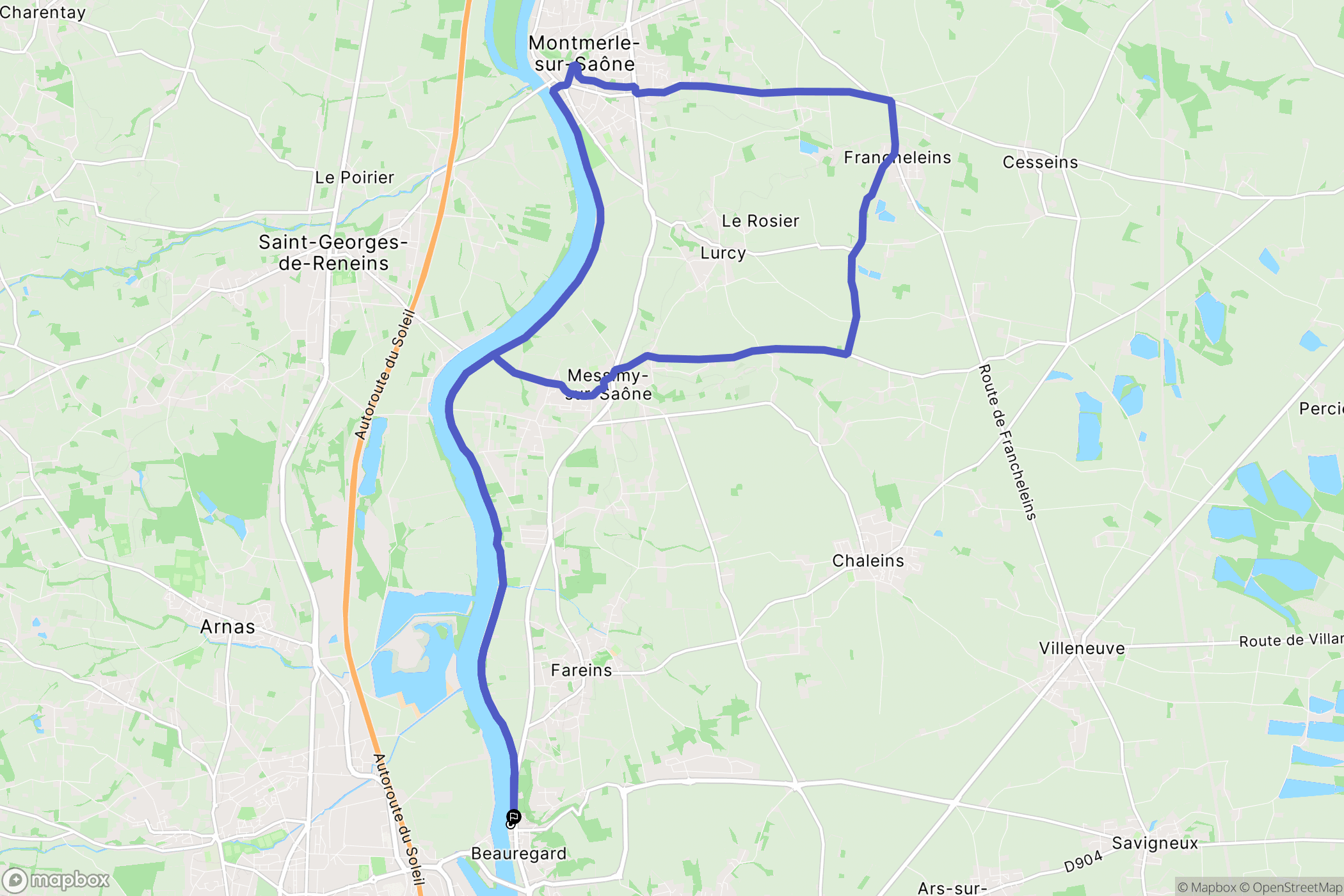Beauregard : carte du parcours de randonnée - France