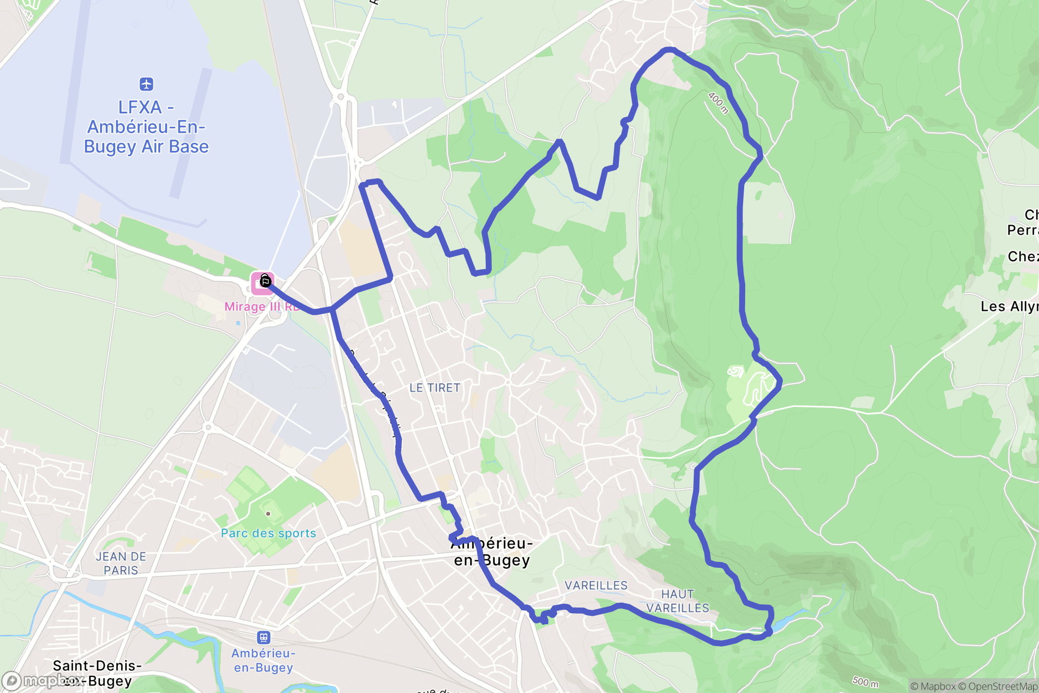 Ambérieu-en-Bugey : carte du parcours de randonnée - France