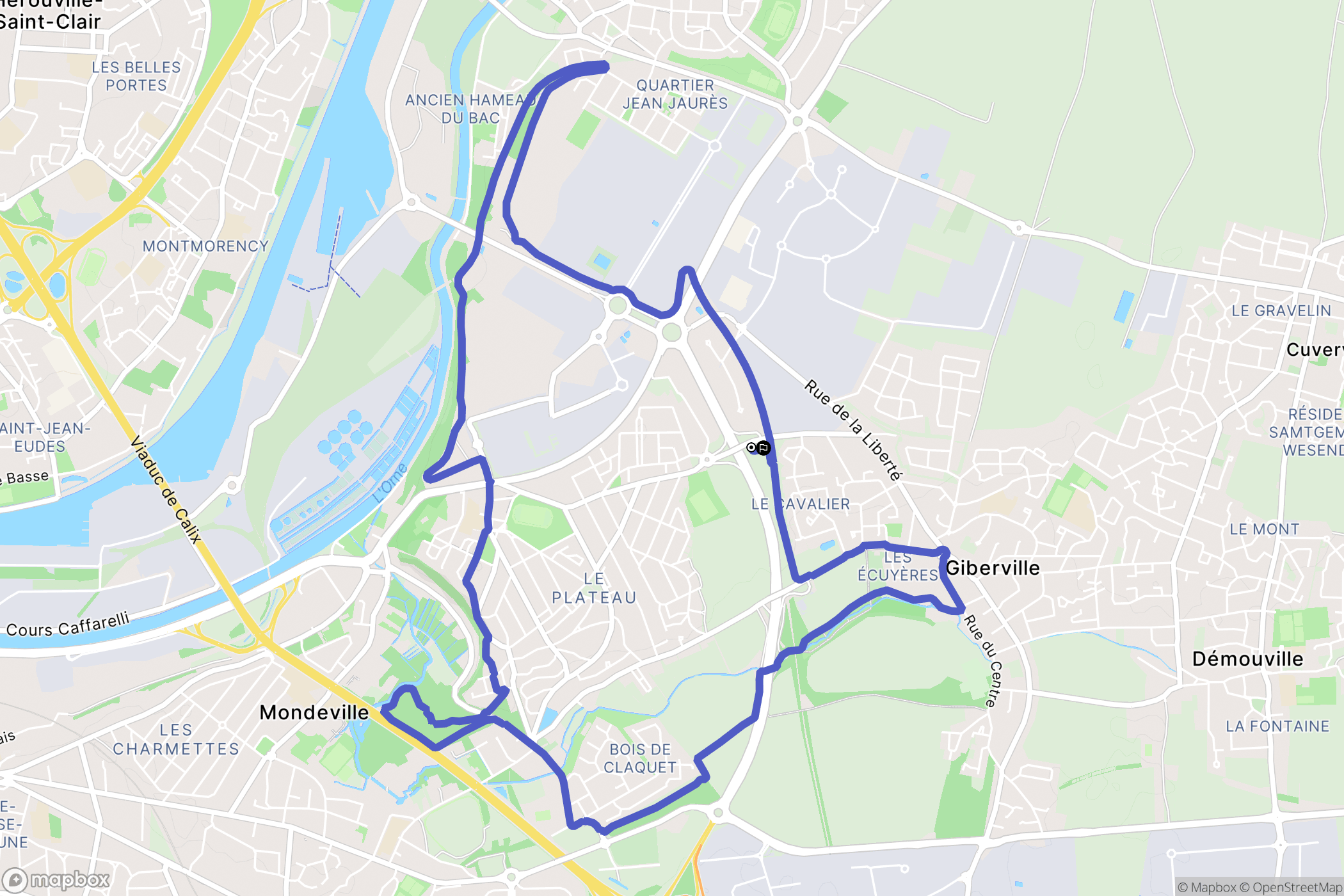 Giberville : carte du parcours de randonnée - France