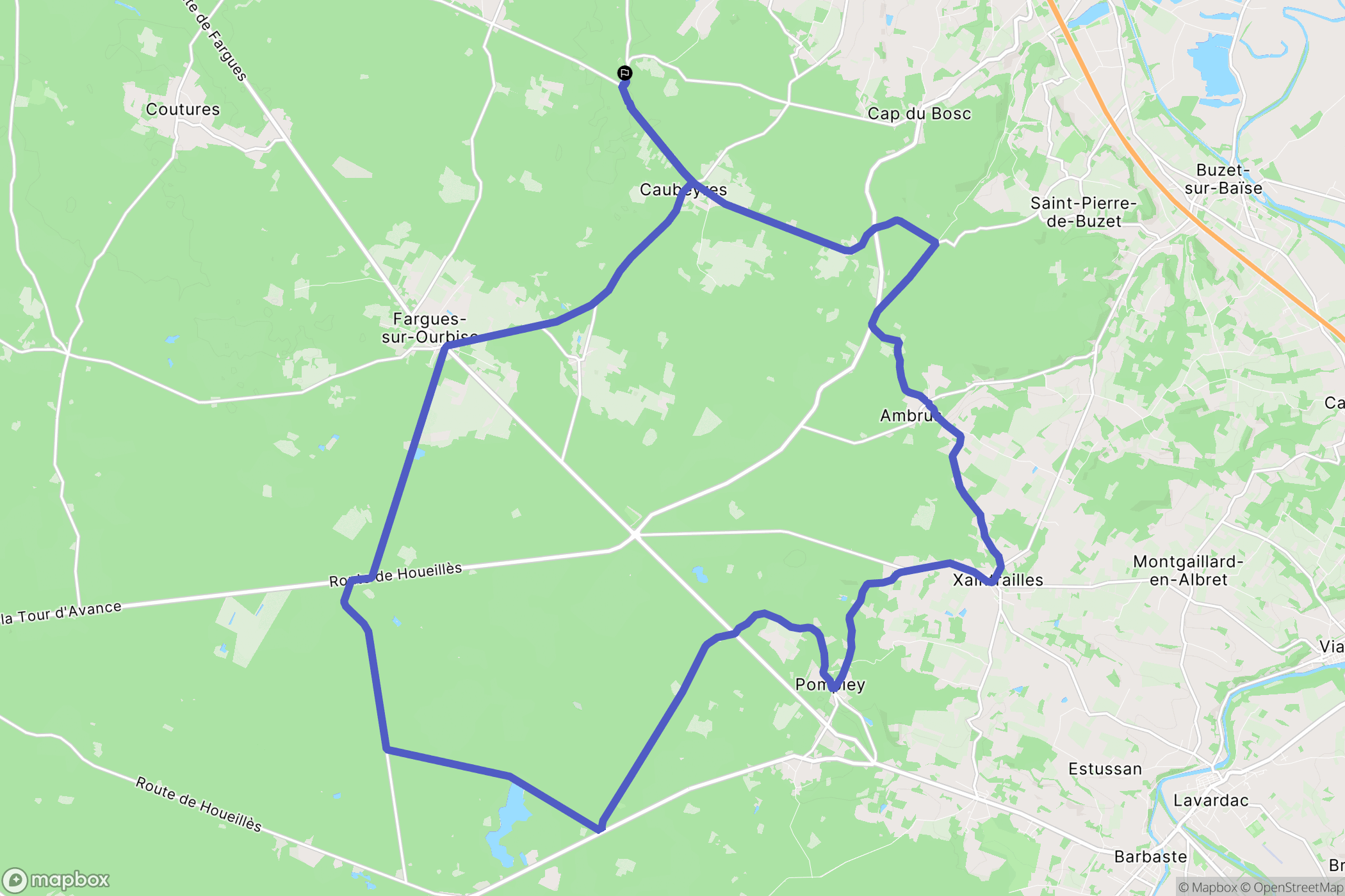 Villefranche-du-Queyran : carte du parcours de randonnée - France
