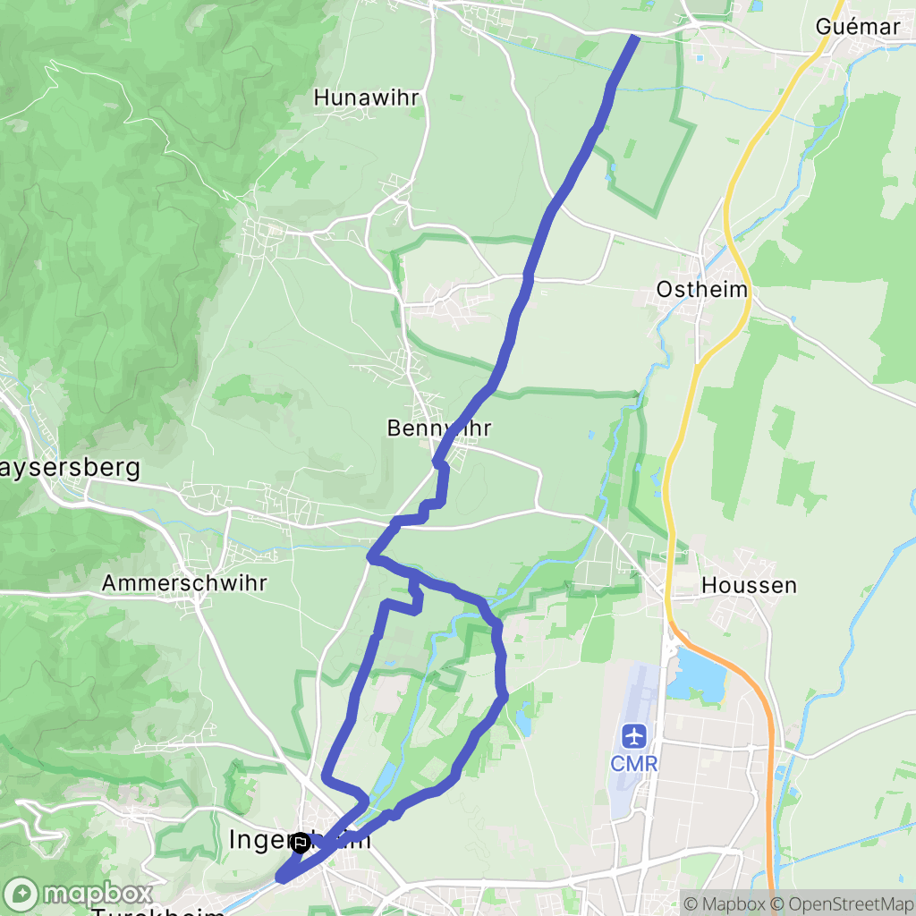 Ingersheim : carte du parcours de randonnée - France