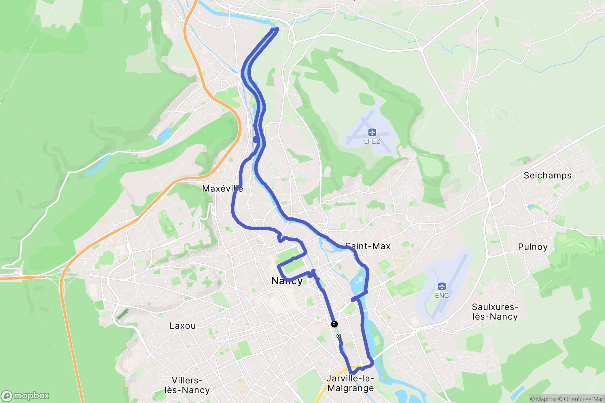 Nancy : carte du parcours de randonnée - France