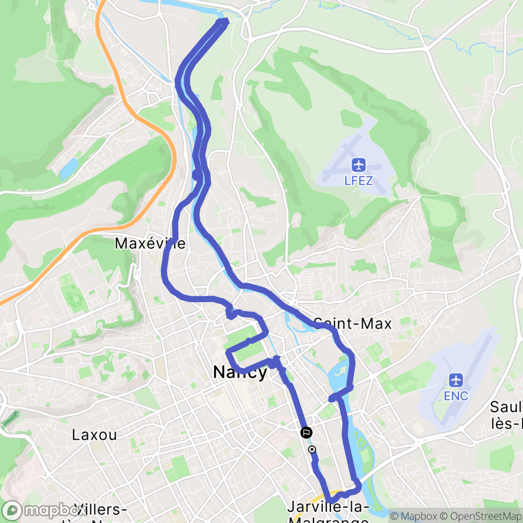 Nancy : carte du parcours de randonnée - France