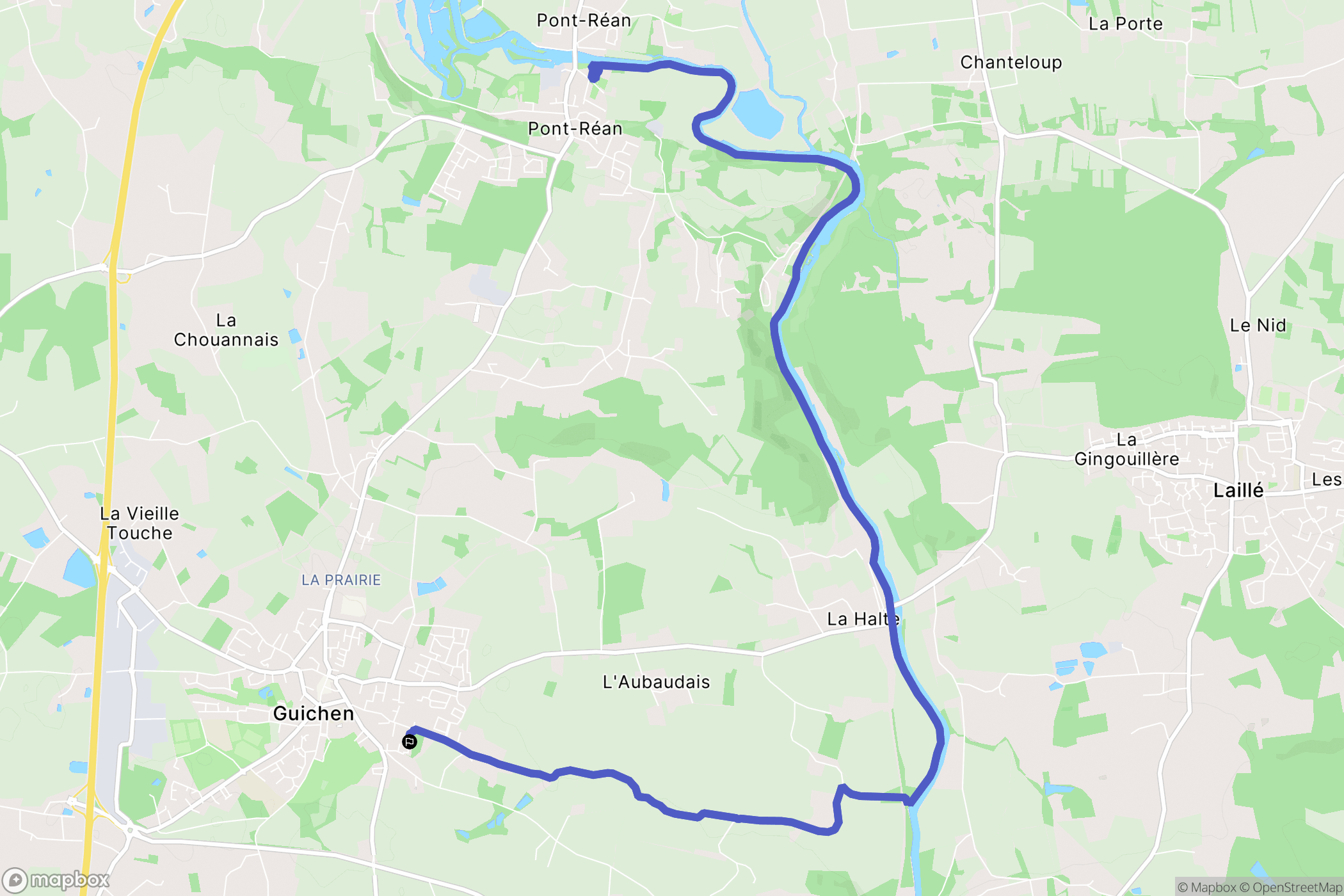 Guichen : carte du parcours de randonnée - France