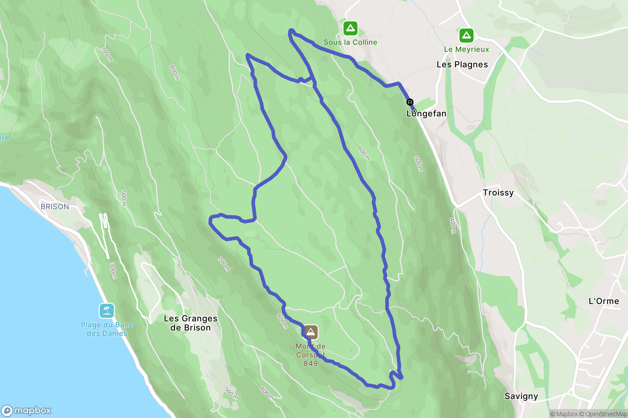 La Biolle : carte du parcours de randonnée - France