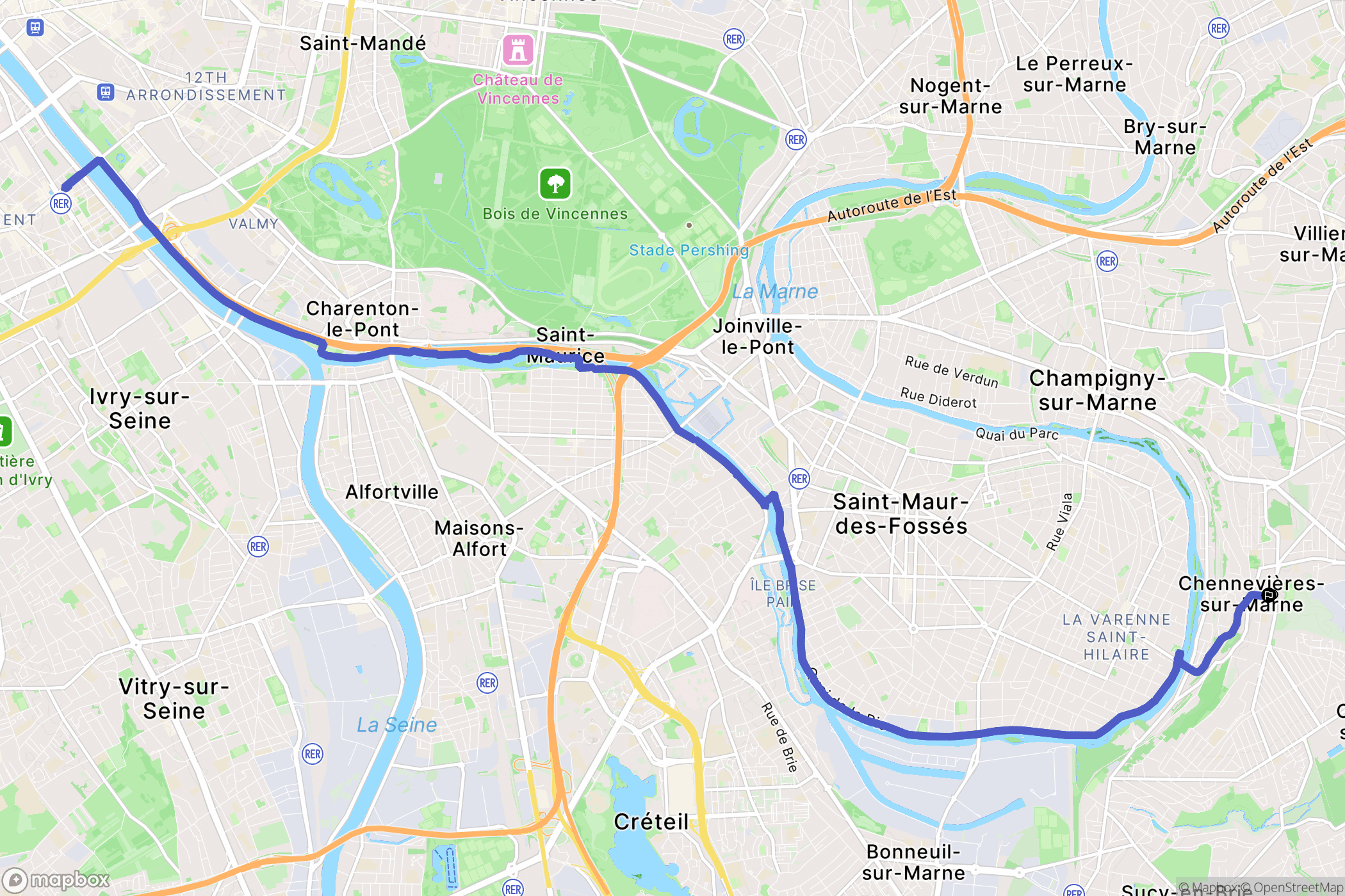 Chennevières-sur-Marne : carte du parcours de randonnée - France