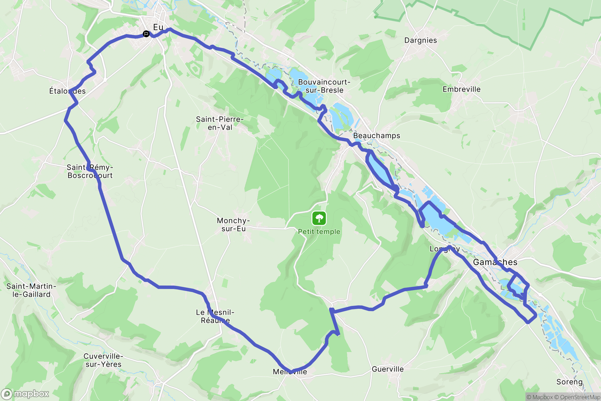 Eu : carte du parcours de randonnée - France