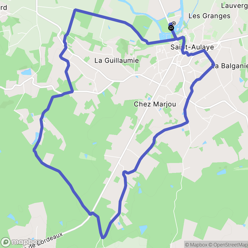 Saint-Aulaye-Puymangou : carte du parcours de randonnée - France