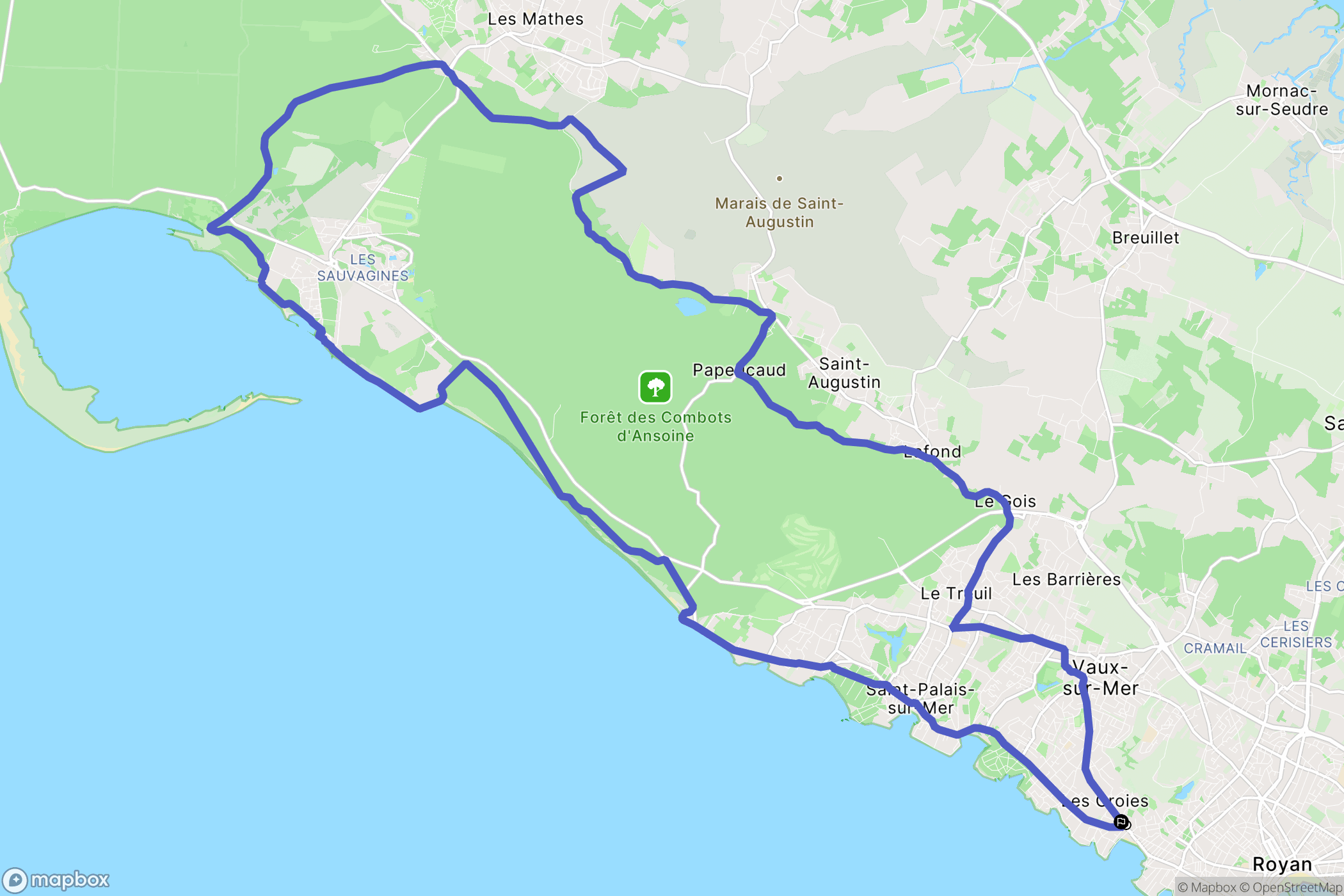 Royan : carte du parcours de randonnée - France