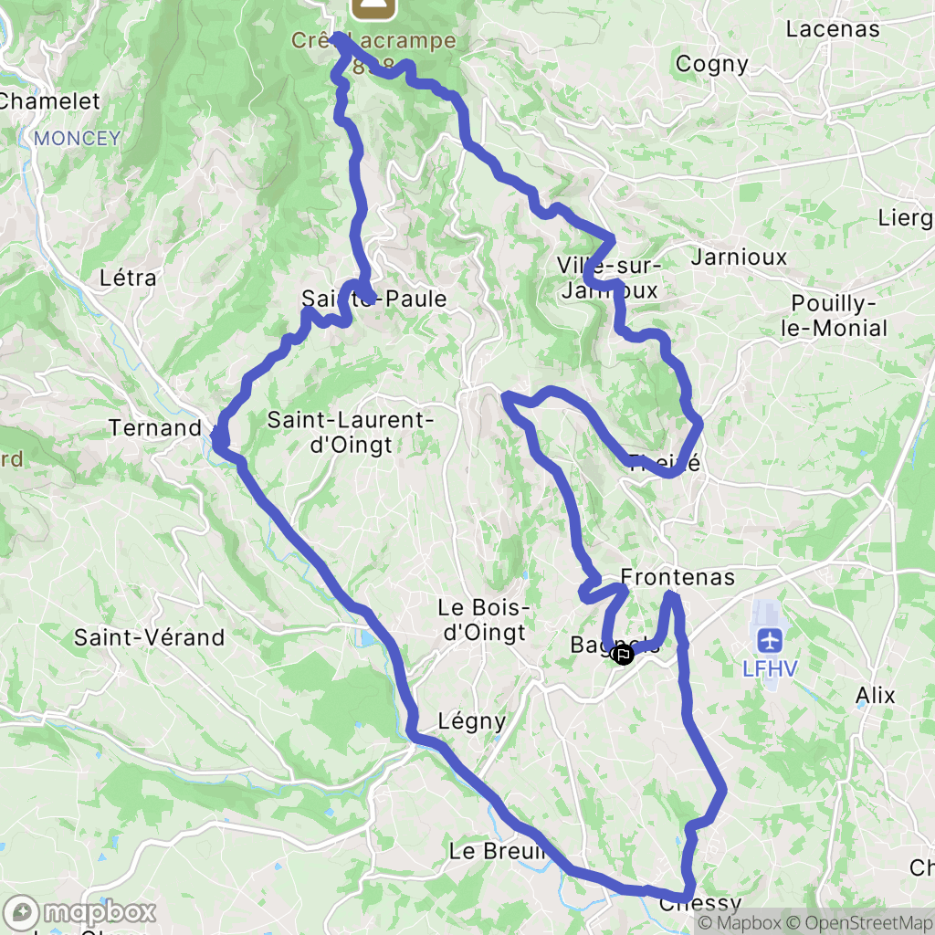 Bagnols : carte du parcours de randonnée - France