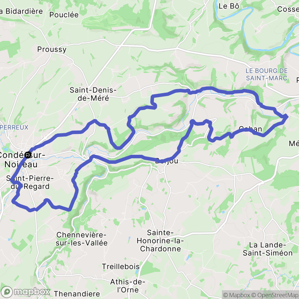 Condé-en-Normandie : carte du parcours de randonnée - France