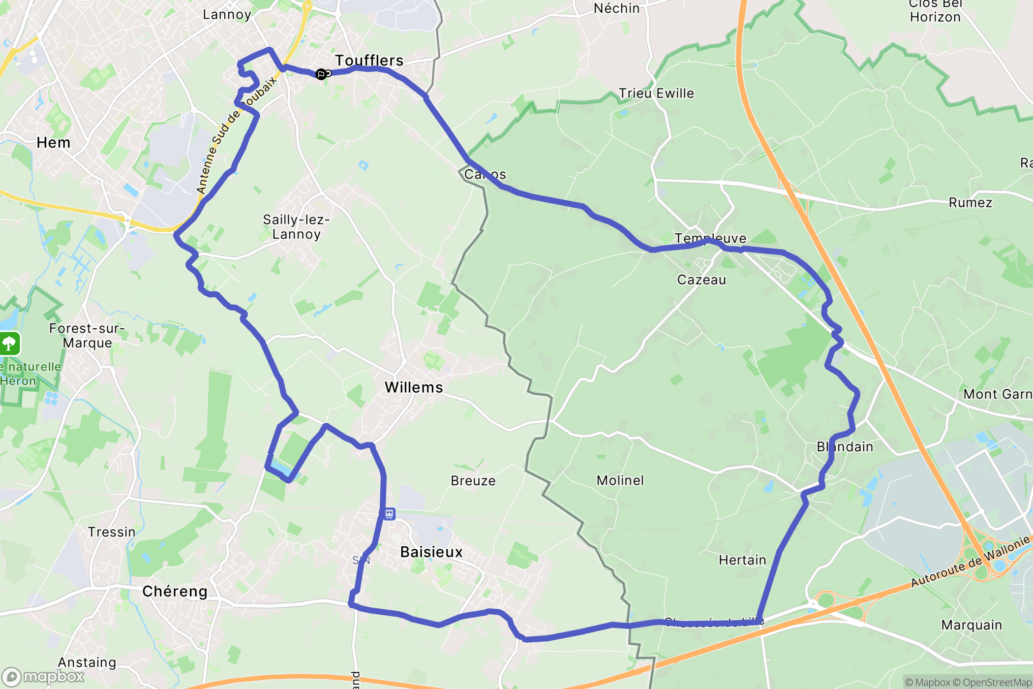 Toufflers : carte du parcours de randonnée - France